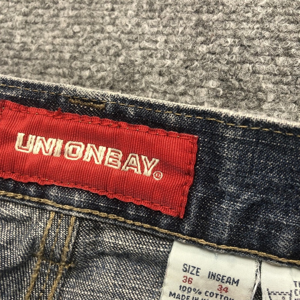 Y2K Unionbay Jeans Mens 36x34 Medium Wash Relaxed Wide Leg Carpenter Denim Pants - Picture 6 of 9